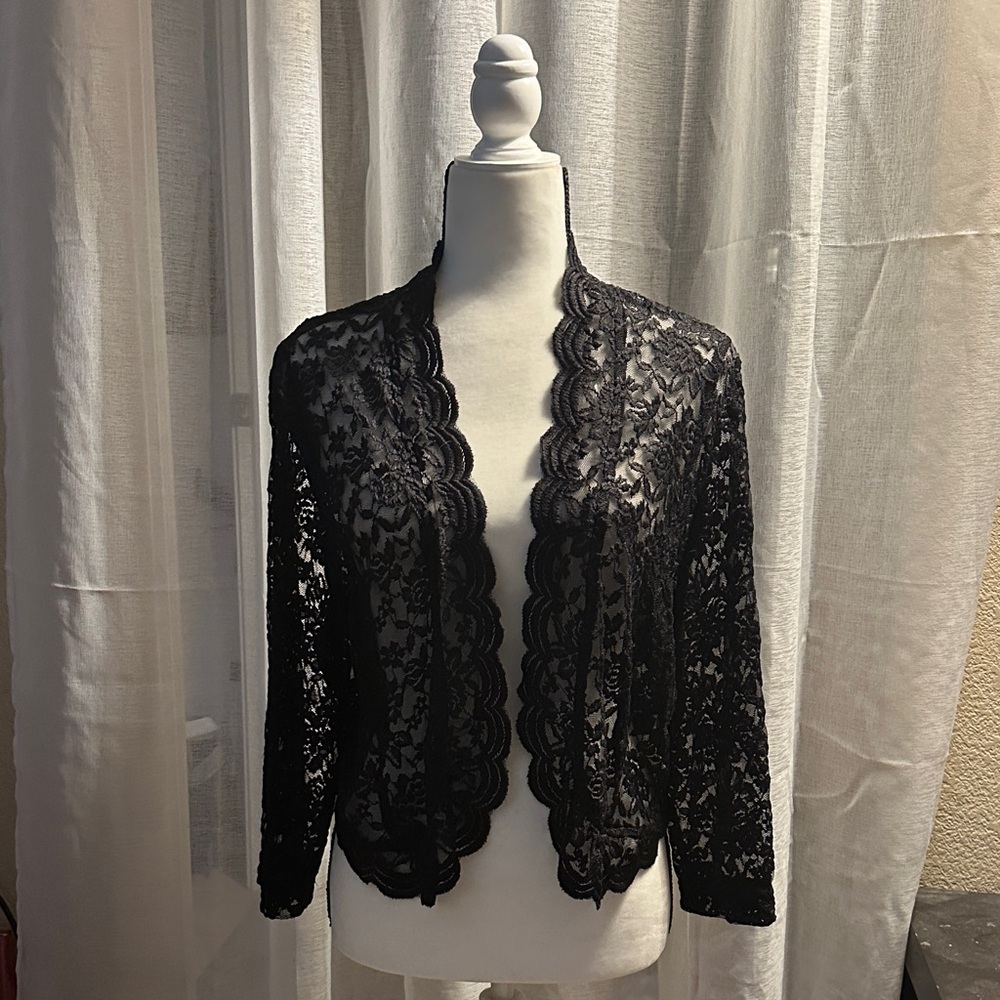 NWOT Connected Apparel women’s Black Lace Jacket in L
